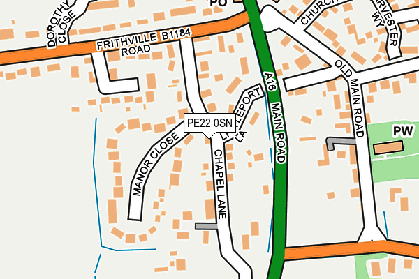 PE22 0SN map - OS OpenMap – Local (Ordnance Survey)