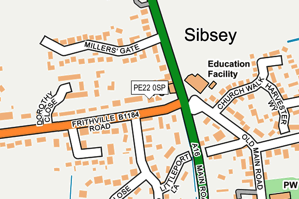 PE22 0SP map - OS OpenMap – Local (Ordnance Survey)