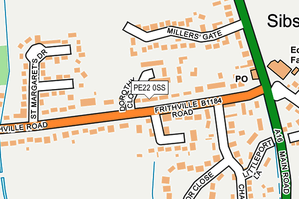 PE22 0SS map - OS OpenMap – Local (Ordnance Survey)