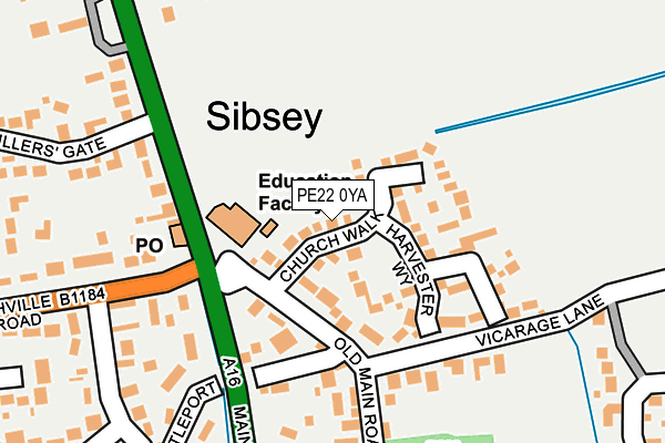 PE22 0YA map - OS OpenMap – Local (Ordnance Survey)