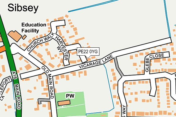 PE22 0YG map - OS OpenMap – Local (Ordnance Survey)