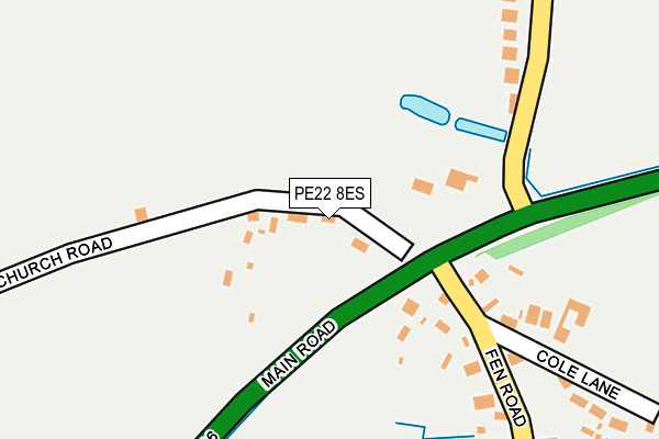 PE22 8ES map - OS OpenMap – Local (Ordnance Survey)