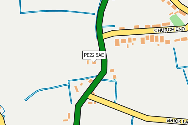 PE22 9AE map - OS OpenMap – Local (Ordnance Survey)