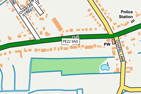 PE22 9AG map - OS OpenMap – Local (Ordnance Survey)