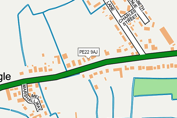 PE22 9AJ map - OS OpenMap – Local (Ordnance Survey)