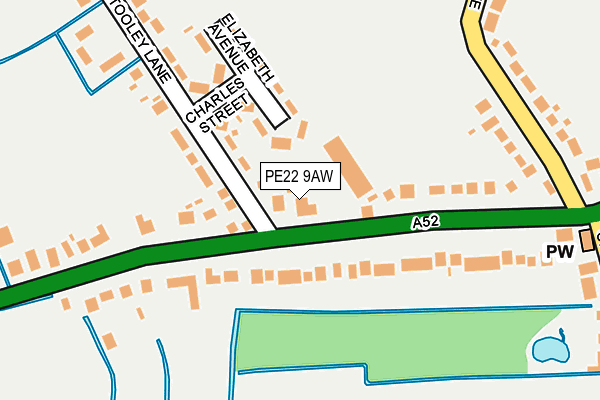 PE22 9AW map - OS OpenMap – Local (Ordnance Survey)