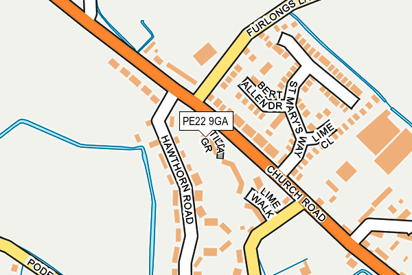 PE22 9GA map - OS OpenMap – Local (Ordnance Survey)