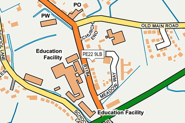PE22 9LB map - OS OpenMap – Local (Ordnance Survey)