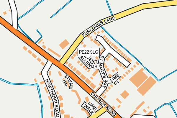 PE22 9LG map - OS OpenMap – Local (Ordnance Survey)