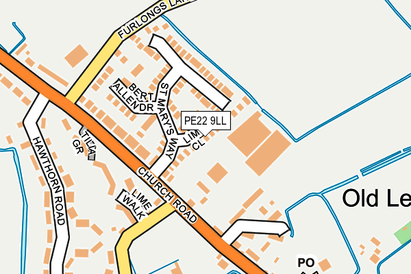 PE22 9LL map - OS OpenMap – Local (Ordnance Survey)