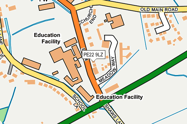 PE22 9LZ map - OS OpenMap – Local (Ordnance Survey)