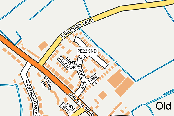 PE22 9ND map - OS OpenMap – Local (Ordnance Survey)