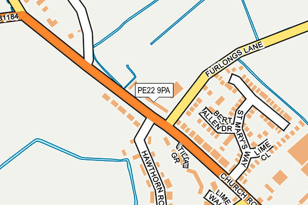 PE22 9PA map - OS OpenMap – Local (Ordnance Survey)