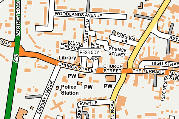 PE23 5DY map - OS OpenMap – Local (Ordnance Survey)