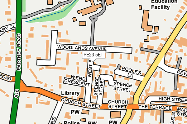 PE23 5ET map - OS OpenMap – Local (Ordnance Survey)