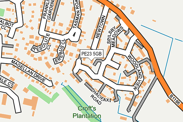 PE23 5GB map - OS OpenMap – Local (Ordnance Survey)