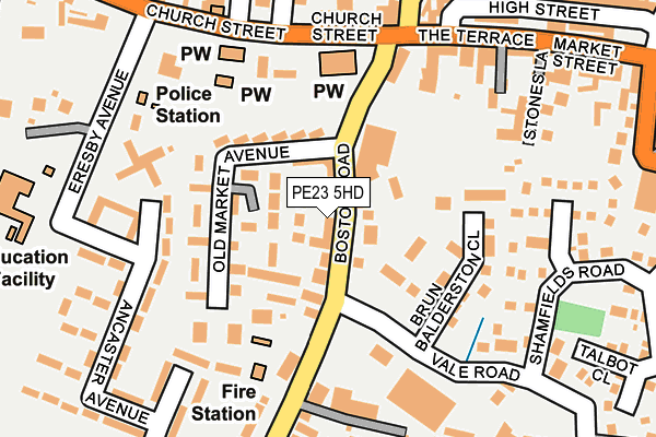 PE23 5HD map - OS OpenMap – Local (Ordnance Survey)