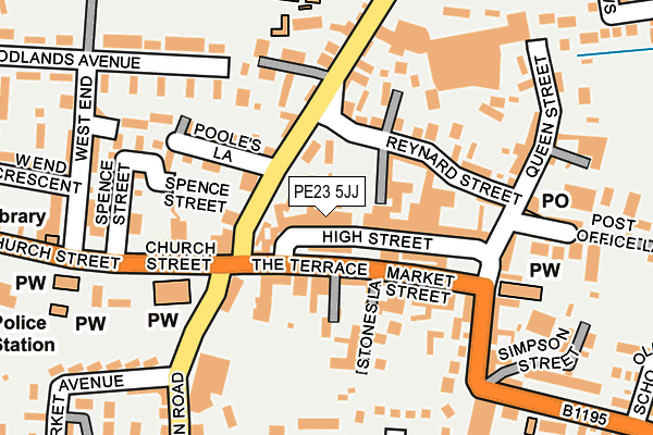 PE23 5JJ map - OS OpenMap – Local (Ordnance Survey)
