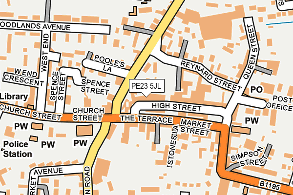 PE23 5JL map - OS OpenMap – Local (Ordnance Survey)