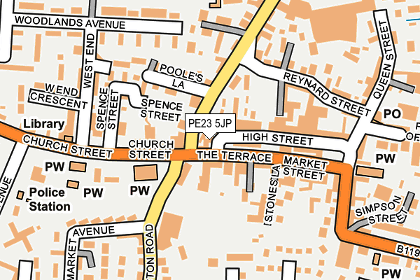 PE23 5JP map - OS OpenMap – Local (Ordnance Survey)