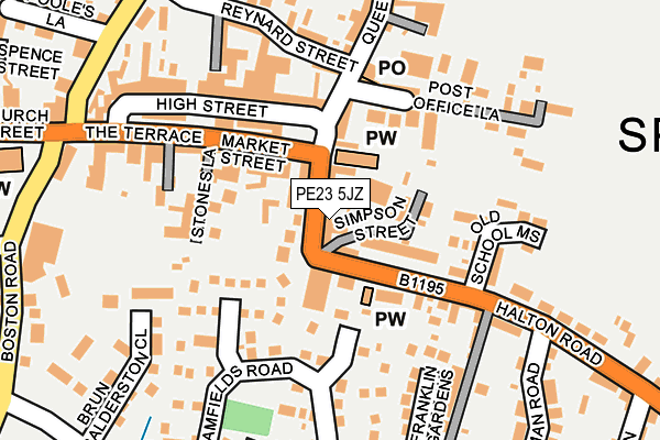 PE23 5JZ map - OS OpenMap – Local (Ordnance Survey)