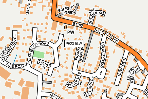 PE23 5LW map - OS OpenMap – Local (Ordnance Survey)
