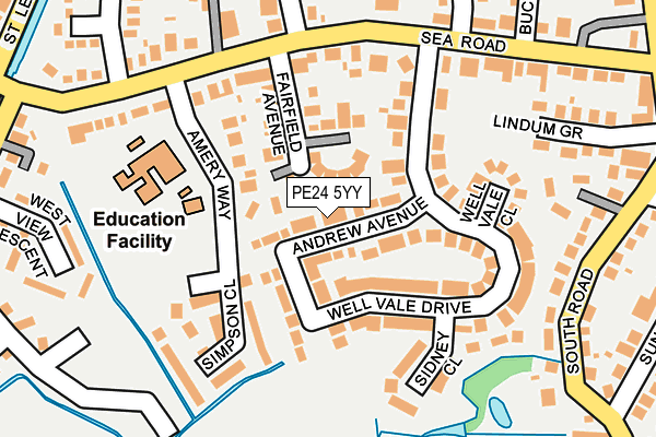 PE24 5YY map - OS OpenMap – Local (Ordnance Survey)