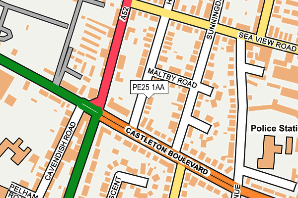 PE25 1AA map - OS OpenMap – Local (Ordnance Survey)