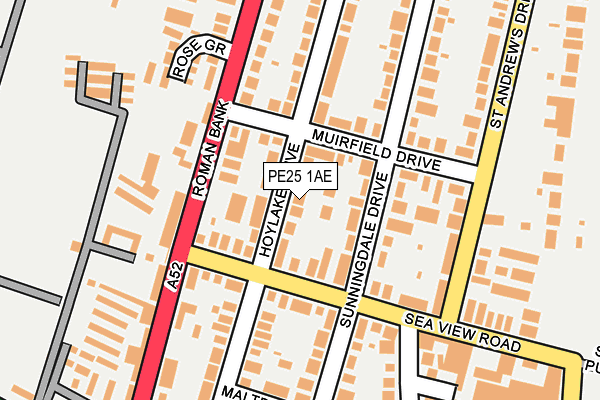 PE25 1AE map - OS OpenMap – Local (Ordnance Survey)