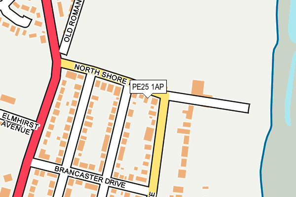 PE25 1AP map - OS OpenMap – Local (Ordnance Survey)