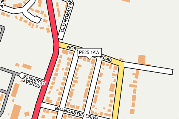 PE25 1AW map - OS OpenMap – Local (Ordnance Survey)