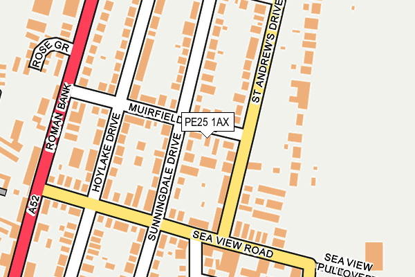 PE25 1AX map - OS OpenMap – Local (Ordnance Survey)