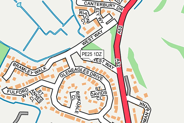 PE25 1DZ map - OS OpenMap – Local (Ordnance Survey)