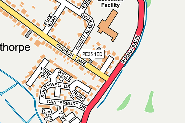 PE25 1ED map - OS OpenMap – Local (Ordnance Survey)