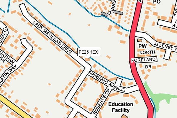 PE25 1EX map - OS OpenMap – Local (Ordnance Survey)