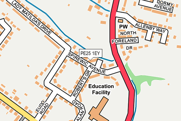 PE25 1EY map - OS OpenMap – Local (Ordnance Survey)