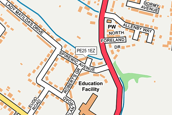 PE25 1EZ map - OS OpenMap – Local (Ordnance Survey)