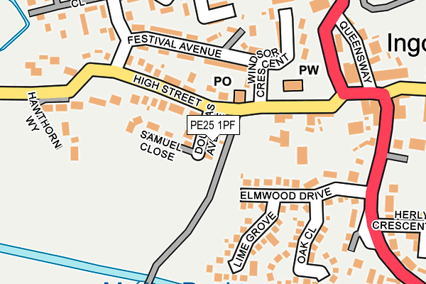PE25 1PF map - OS OpenMap – Local (Ordnance Survey)