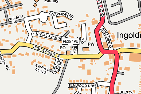 PE25 1PU map - OS OpenMap – Local (Ordnance Survey)