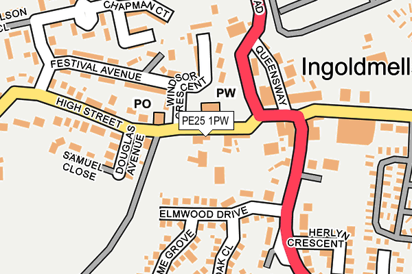 PE25 1PW map - OS OpenMap – Local (Ordnance Survey)