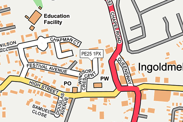 PE25 1PX map - OS OpenMap – Local (Ordnance Survey)