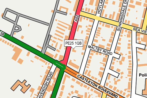 PE25 1QB map - OS OpenMap – Local (Ordnance Survey)