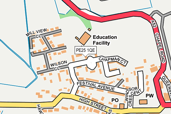 PE25 1QE map - OS OpenMap – Local (Ordnance Survey)