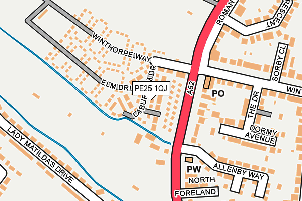 PE25 1QJ map - OS OpenMap – Local (Ordnance Survey)