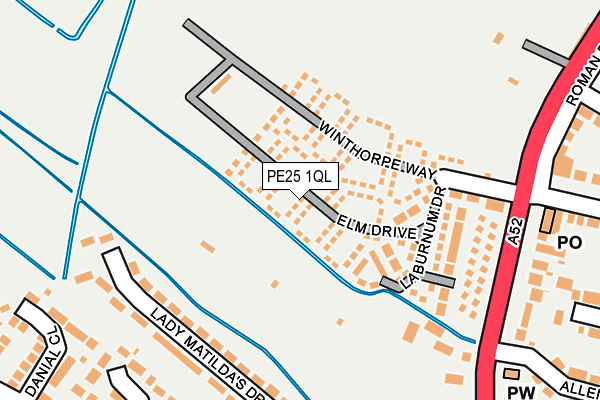 PE25 1QL map - OS OpenMap – Local (Ordnance Survey)