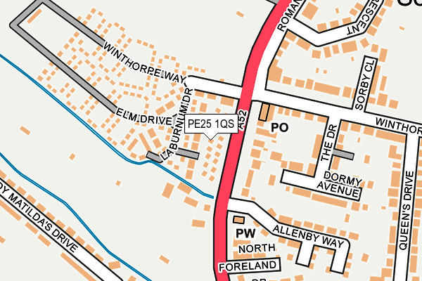 PE25 1QS map - OS OpenMap – Local (Ordnance Survey)