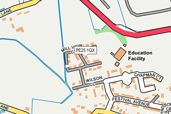 PE25 1QX map - OS OpenMap – Local (Ordnance Survey)
