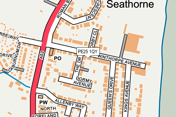 PE25 1QY map - OS OpenMap – Local (Ordnance Survey)