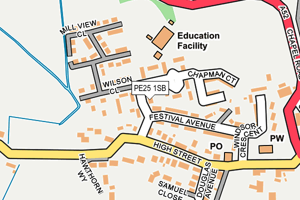 PE25 1SB map - OS OpenMap – Local (Ordnance Survey)