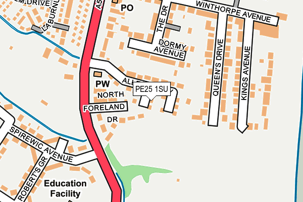 PE25 1SU map - OS OpenMap – Local (Ordnance Survey)